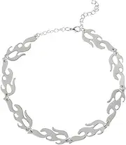 [Reaowazo] Flame Chain Necklace Streetwear Choker Necklaces Harajuku Jewelry Punk Rock Chokers Goth Chains for Men