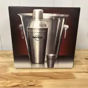 Hard Rock Cafe Stainless Steel Barware Set NEW Shaker Shot Glass Ice Bucket