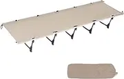 SHUQICAINA Folding Camping Beds, Portable Camp Bed Single, Comfortable Camping Cot for Adults, Foldable Guest Bed, Lightweight Sleeping Cot Supports 330lbs for Outdoor, Travel, Office (Color : Beige)