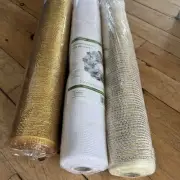 Holiday Time Metallic Deco Mesh Ribbon- 3 Rolls-21 Inches X10 Yd White, gold,mix