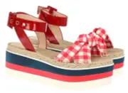 NEW GUCCI RED PATENT WEB WEDGE PLATFORM SANDALS SHOES 40.5/US 10.5 RFID CODE