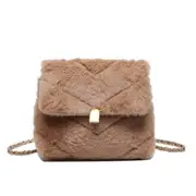 Winter New Fashion Shoulder Bag Female Bag Plush Handbag Lattice Flap Totes Warm Fur Bag Crossbody Bag Women