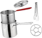 FELTECHELECTR 1Set Fry Pot with Basket Lid Food Grade Deep Fryer for Stovetop Cooking for Frying Fish Shrimp Chicken Fries at Home