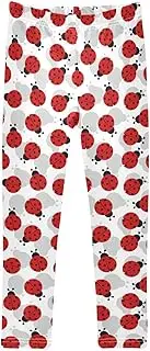 [Caihoyu] Girls' Leggings Soft Comfortable Full Length Leggings Elastic Waist Little Kids Active Stretch Yoga Pants 4-10T, Distinctive Insect Ladybugs Texture Abstract Pattern Art, 4 Years