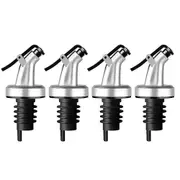 4 Pieces Oil Stopper Pourer,Leakproof Bottle Pourer,Olive Oil Leakproof Spouts,with Dust Cap,for Oil,Olive Oil,Vinegar black