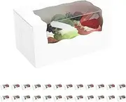MALIPLUS 25 Roll Cake Boxes, 7x4x3.5 inches Pumpkin Roll Boxes, White Bakery Boxes with Window, Muffin Boxes Donut Boxes Pastry Cake Packaging