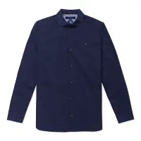 在飛比找Yahoo奇摩購物中心優惠-TOMMY 熱銷刺繡Logo長袖襯衫-深藍色