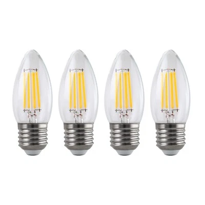 4 x LED Filament Candle Lamp E27 4W 3000k Warm White Light 450 lm Glass Bulb SAA