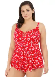 ELOMI PLAIN SAILING RED SOFT CUP MOULDED TANKINI TOP SIZE UK & AU 16