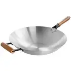 Oster Sangerfield Stain Resistant Steel Flat Bottom Wok Stainless 14 in