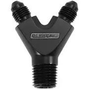 Aeroflow 1/4" Npt Y Block to 2 X -3AN Male Fittings Nitrous Nos Blac - AF147-04-03BLK