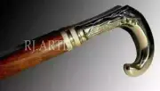 Vintage Designer Wooden Walking Stick Umbrella Victorian Brass Handle X-mas Gift