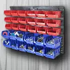 30 Tool Storage Bins Wall Mounted Organiser Parts Garage Workshop Box Shed Rack,