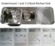 Stainless Steel Kitchen Sink Undermount Drop In Drainer 1 & 1/2 Bowl Waste Drain