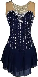 [Zagitova] Figure Skating Dress for Girls Graceful Patchwork Back Ice Competition Dance Outfits with Shiny Rhinestone