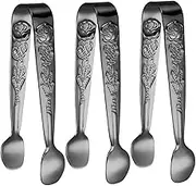 TIDTALEO 3pcs Mini Stainless Steel Tongs Candy Ice Sugar Cube Clips for Buffet BBQ Kitchen