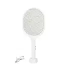 Elosung White Rechargeable Electric Mosquito Racket 2 In 1 Killer With Lithium B