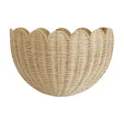 Rattan Handwoven Storage Organizer Wicker Woven Wall Basket Scalloped
