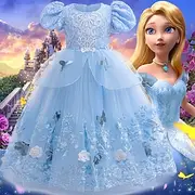 Fairy Tale Princess Cinderella Dress Flower Girl Dress Storybook Characters Cosplay Movie Cosplay for Girls' Kid's Halloween Carnival World Book Day Performanc