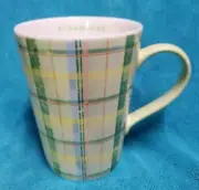 2006 Starbucks Spring Plaid Green Yellow Mug Irish Coffee Cup