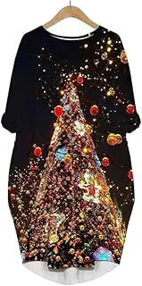 [ESOMAVRIX] Merry Christmas Dress 3D Printed Christmas Tree Snowman Lady Long-Sleeved Street Dress /1499