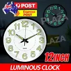 Luminous Quartz Wall Clock Decor Silent Non Ticking Night Glow In the Dark 12"
