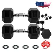 High-Quality Rubber Encased Dumbbell Set - 25lb Pairs for Versatile Training