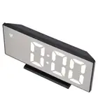 HG (Black)Digital Alarm Clock LED Mirror Screen USB Charging Automatic Dimming E