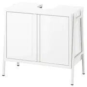 BYASJÖN wash-basin base cabinet, with doors high-gloss/white, 66x37x59 cm