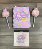 Hello Kitty And Friends Spiral Notebook, 2 Pom Pom Pens, Sticker Sheets! RARE