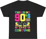 X.Style This is My 90s Costume 1990s Theme Party Nineties Styles Fashion Outfit T-Shirt for Adults Crew Neck Short Sleeve Tee Shirt Black M