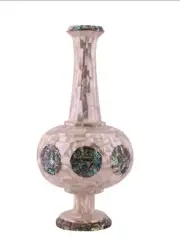 18" white Marble Flower Vase Pot Mosaic inlay mop paua shell stone decor home