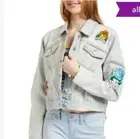Juicy Couture Cabana Wash Tattoo Denim Jean Jacket Patches NWT Large