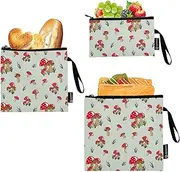 Repeat Surface Pattern Redcap Safari 3 Pack Reusable Sandwich and Snack Bags, Waterproof Emergency Food Bag for Kids and Adults