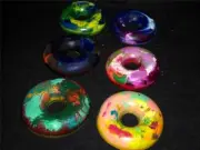(6) Homemade DONUT Shaped CRAYONS mixed color schemes 2.75-3" each (New) Lot #2