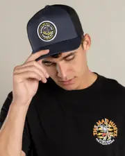 [The Mad Hueys] The Mad Hueys Men's Tropic Caught Fk All Twill Trucker Cap in Navy One Size Navy