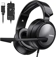 BENGOO N12 Gaming Headset for PS4, PC, 7.1 Surround Sound Over Ear Headphones with Noise Cancelling Mic, On-Line Volume/MIC Control, Soft Memory Earmuffs, USB Stereo Computer Headset for Mac Laptop