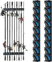 Fishing Rod Holders for Garage | 2X Horizontal Fishing Display Stand - Fishing Rod Holder Fishing Rod Organizer Horizontal Fishing Pole Holder for Holding 9 Rods Or Combos