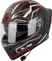 Motorcycle Bluetooth Modular Helmet, ECE Approved Dual Visor Full Face Flip up Bluetooth Integrated Motorcycle Helmets for Adults Men Women