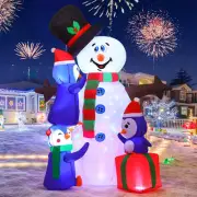 6 FT Inflatable Christmas Decorations, Inflatable Snowman with Penguins, Chri...