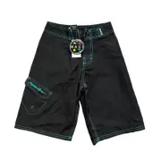 Maui Boys' Black Swimsuit Drawstring Boardshorts, Size 8