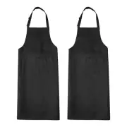 2Pack Kitchen Cooking Aprons Adjustable Chef Apron with 3 Pockets Black
