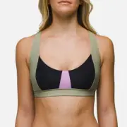 Prana Swimsuit Top Womens Medium Tulum Black Color Block Swimsuit Pink Olive