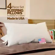 Sleeping Bed Pillows Hypoallergenic Hotel Luxury Side Sleeper Made in USA 4 Pack