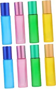 DECORNIJIA 8 Pack Mini Roller Bottles Compact Glass Perfume Bottles Leak Proof Travel Storage Bottles Dropper for Essential Oil Random Style