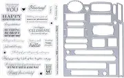 2pcs Metal Dies Cut and Clear Silicone Stamp, for Card Making Paper Craft Scrapbooking Album DIY, Sentiment Words Stencils Carbon Steel Embossing Template