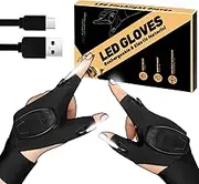 Vilania LED Flashlight Gloves, Rechargeable, Hands-Free, One Size Fits Most, Black, 200 Lumen, Perfect Stocking Stuffers for Men, Women, Adults