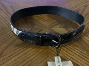 Burberry Black Patent Leather And Canvas Belt Sz 22” /55cm Little Girl