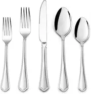[Herogo] 10-Piece Silverware Set with Scalloped Edge, Stainless Steel Flatware Cutlery Set for 2, Modern Tableware Eating Utensils Set, Dishwasher Safe, Mirror Polished