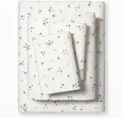 MakeMake Organics Organic Queen Sheet Set GOTS Certified Organic Cotton Sheets Queen Bed Fitted Sheet Flat Sheet Pillowcases Set - Ultra Soft Non Toxic Breathable Ditsy Flowers Peach (Queen, Bloom)